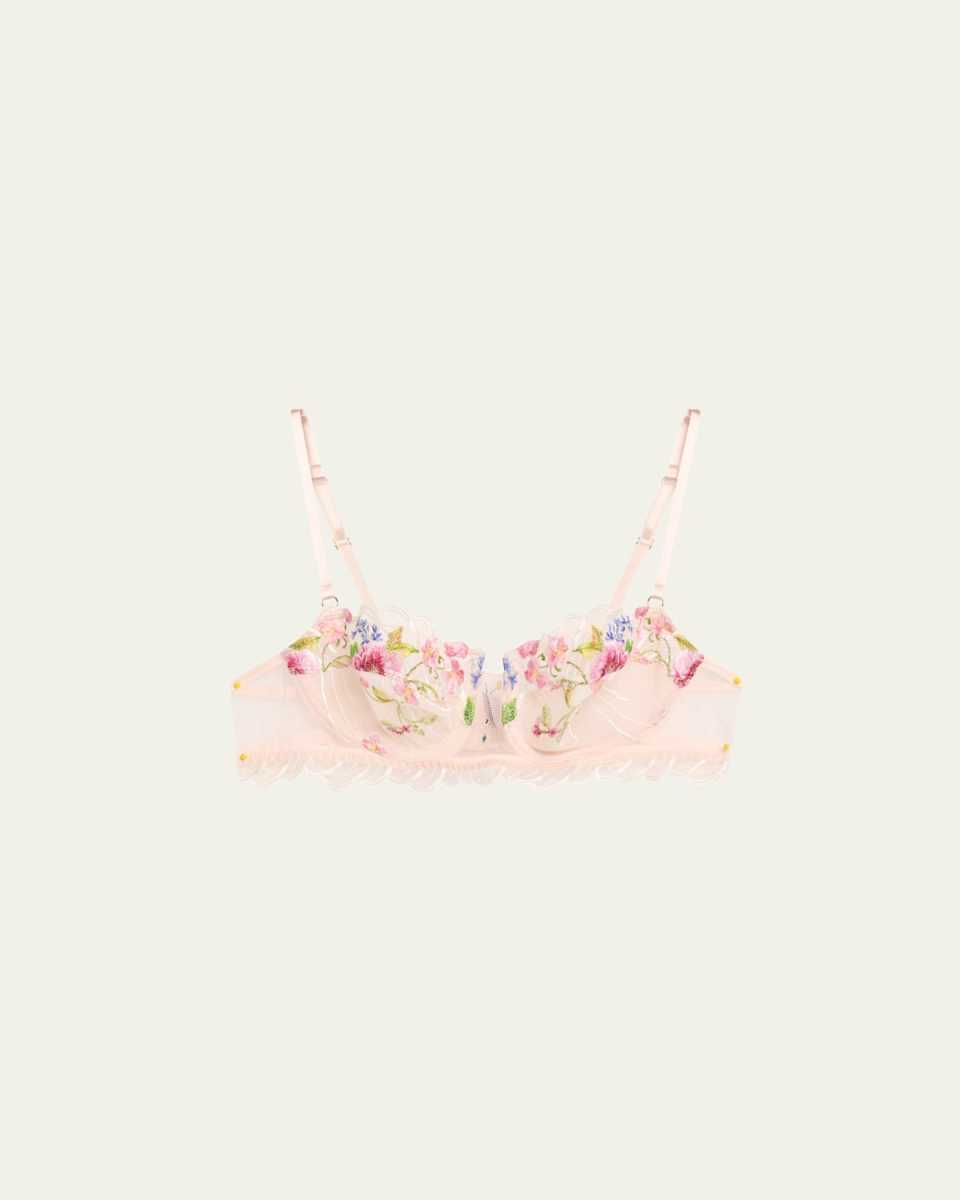 Libertine en Fleurs Embroidered Tulle Demi Bra